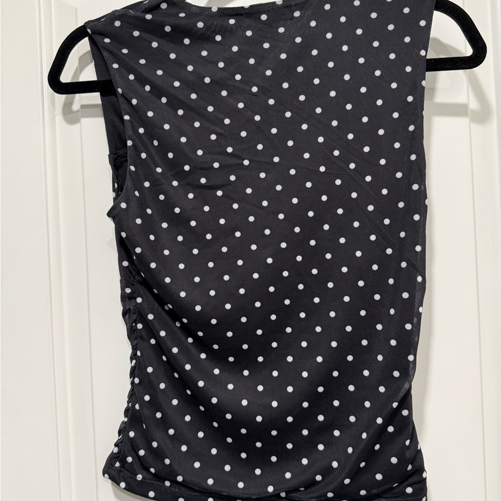 Women’s Size Medium Black and White Polka Dot Tank Top - Picture 2 of 6